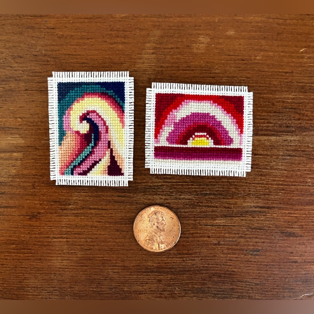 Georgia O’Keeffe’s “Sunrise” and “Series 1, No. 3” Mini Cross Stitch Art